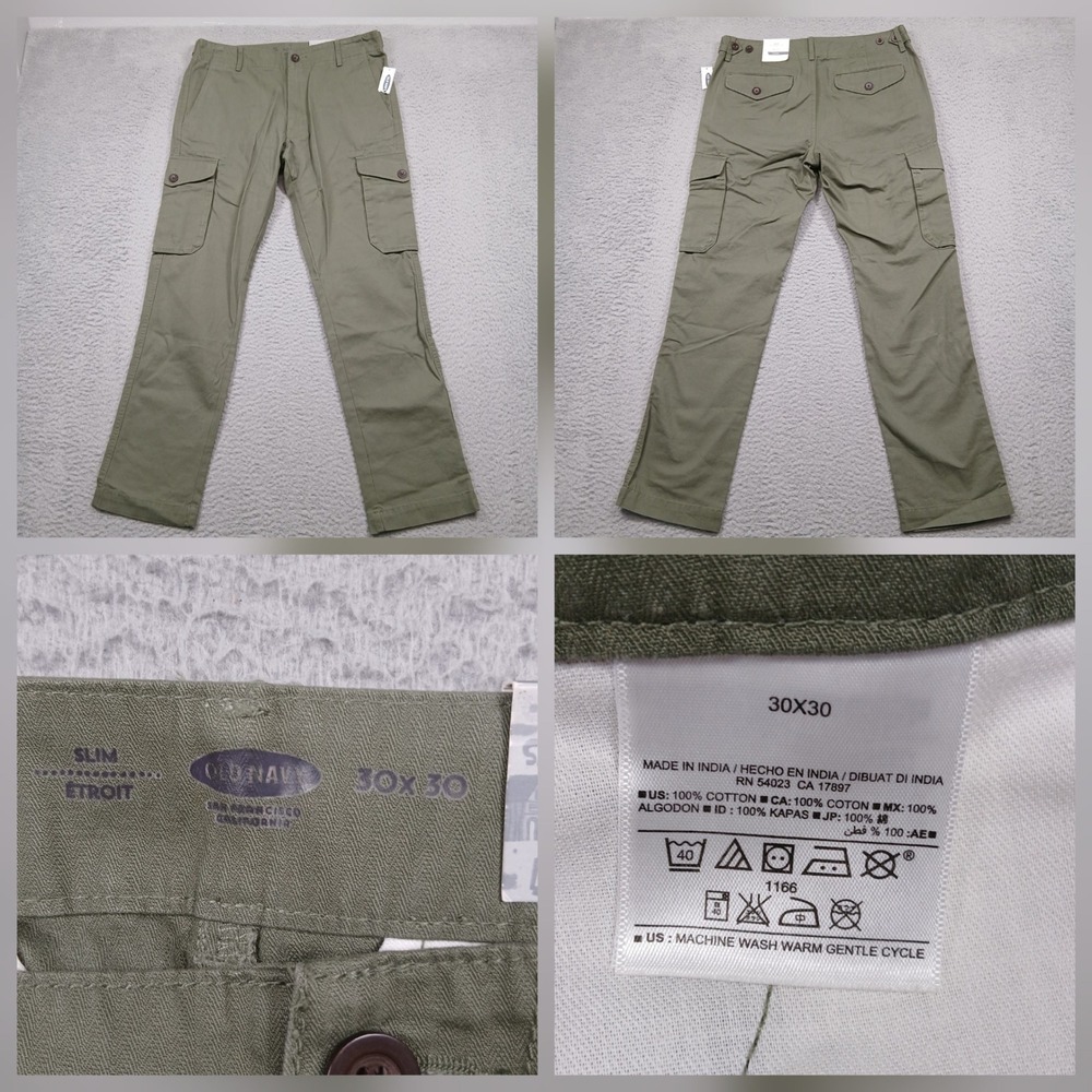 Old Navy Men's Slim Cargo Pants 30x30 Olive‎ Green Utility New